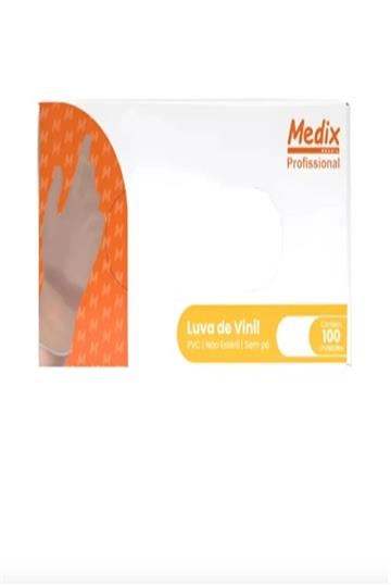 Luva Descartável Vinil Sem Pó Caixa C/ 100 Ambidestra Cor Transparente Tamanho M