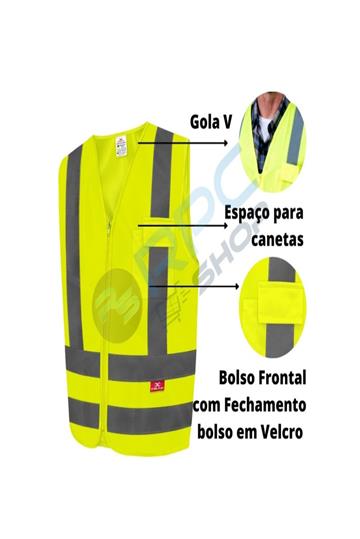 Kit 15 Colete Cinza Refletivo De Segurança Epi. GG