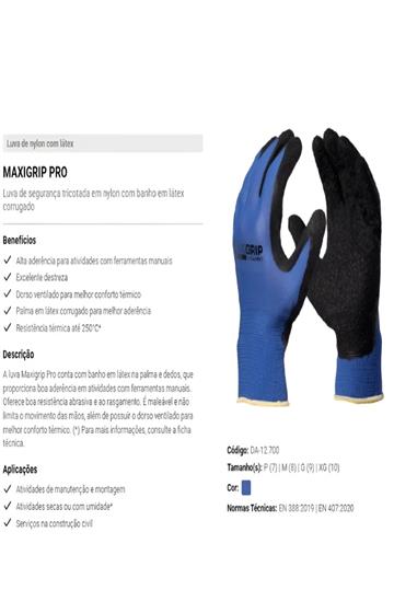 4 Pares Luva Corrugada Pedreiro Maxigrip Pro 31.323  G