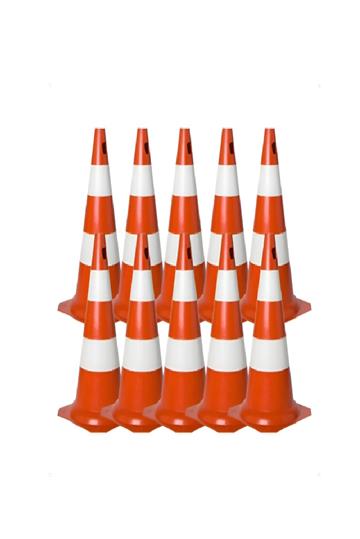 Kit 10 Cone De Sinalização Laranja Branco Pvc 75cm Trânsito