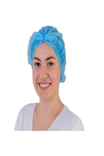 Touca Descartável De Tnt Com Elástico Azul 100 Unidades