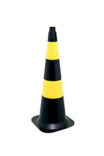 Cone Sinalização De Trânsito Rígido 75cm Amarelo E Preto