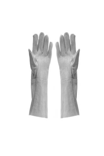 3 Pares Luva Raspa Punho Longo  Couro Soldador Segurança Epi