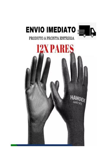 KIT 12 LUVAS MULTITATO PRETA CA 41628 Tamanho EG